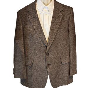 Tweed - Arnie 46R Wool Sport Coat Brown USA Made Single Vent Classic Sport Coat